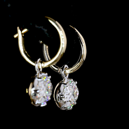 3.03 CTTW Oval Lab Grown Diamond Hanging Earring Size 20 (E/F Color and VS1 Clarity)