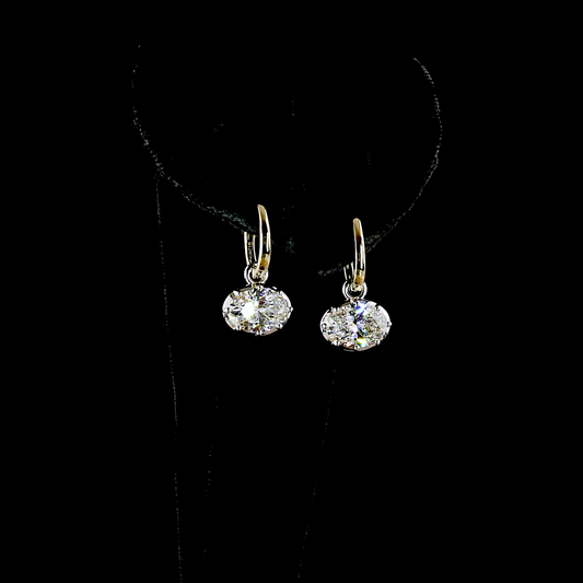 3.08 CTTW Oval Lab Grown Diamond Huggies Earring 20mm (E Color and VVS2 Clarity)