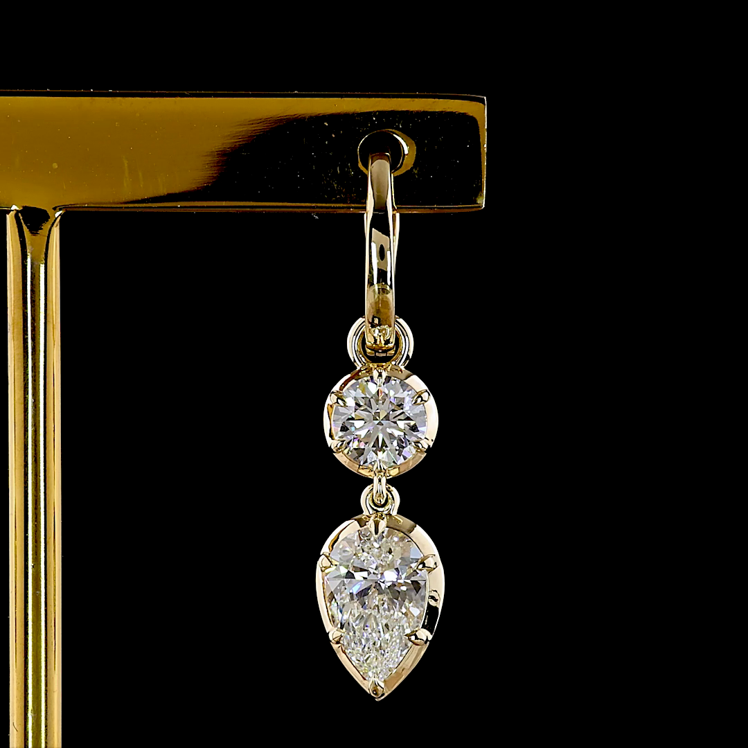 3.03 CTTW Pear Lab Grown Diamond Hanging Earring Size 30.7 (F Color and VVS2 Clarity)