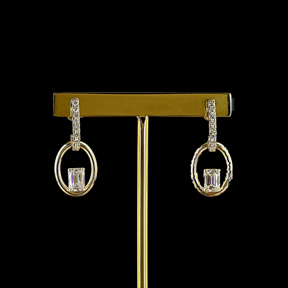 1.89 CTTW Emerald Lab Grown Diamond Hanging Earring Size 26.4 (E Color and VS1 Clarity)
