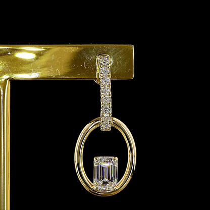 1.89 CTTW Emerald Lab Grown Diamond Hanging Earring Size 26.4 (E Color and VS1 Clarity)