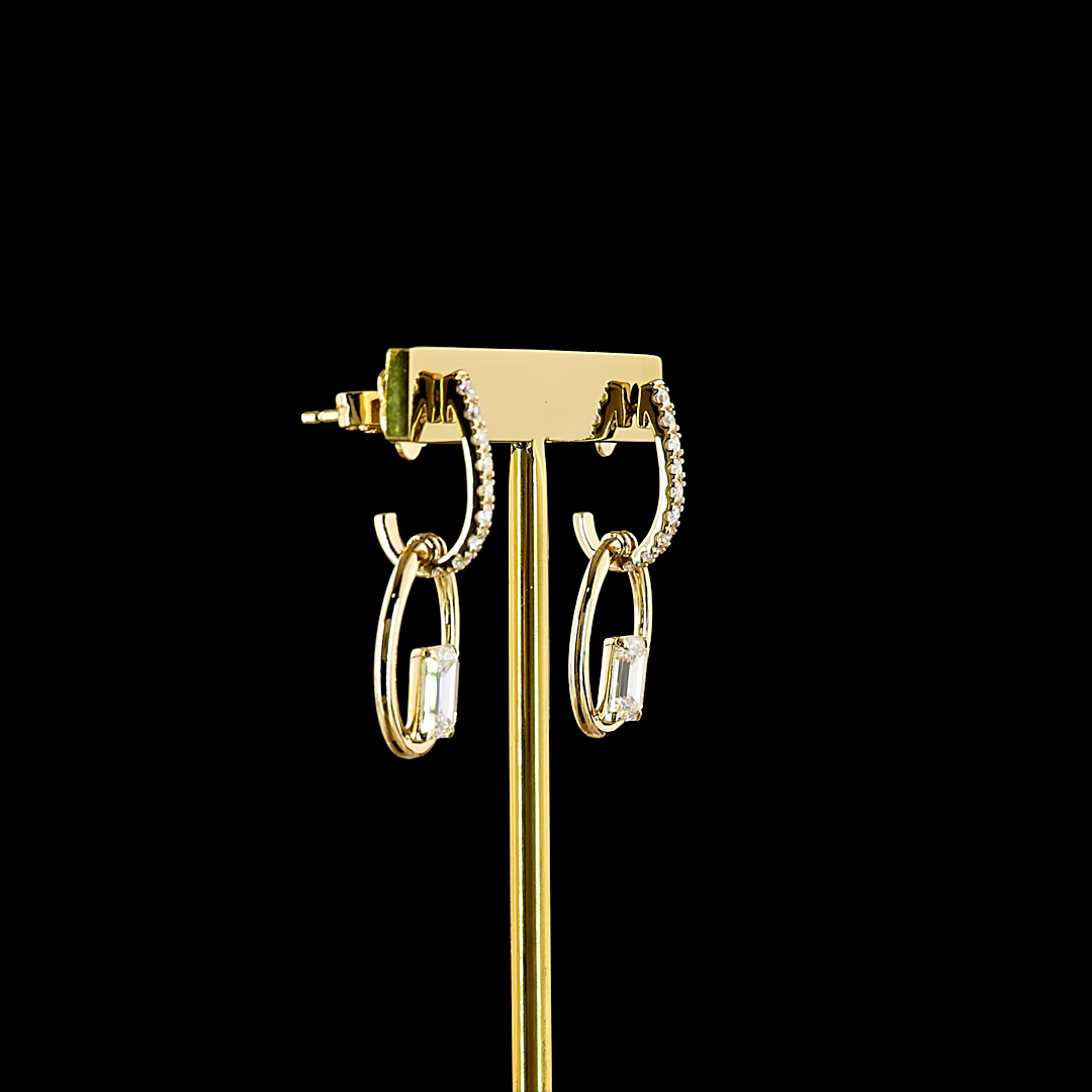 1.89 CTTW Emerald Lab Grown Diamond Hanging Earring Size 26.4 (E Color and VS1 Clarity)