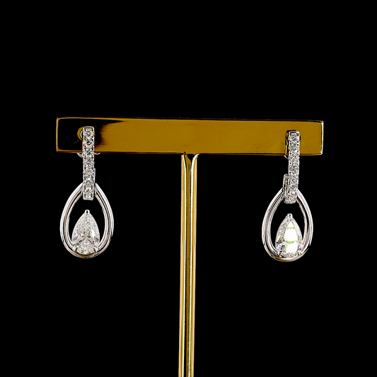 1.83 CTTW Pear Lab Grown Diamond Hanging Earring Size 25.1 (E Color and VS1 Clarity)
