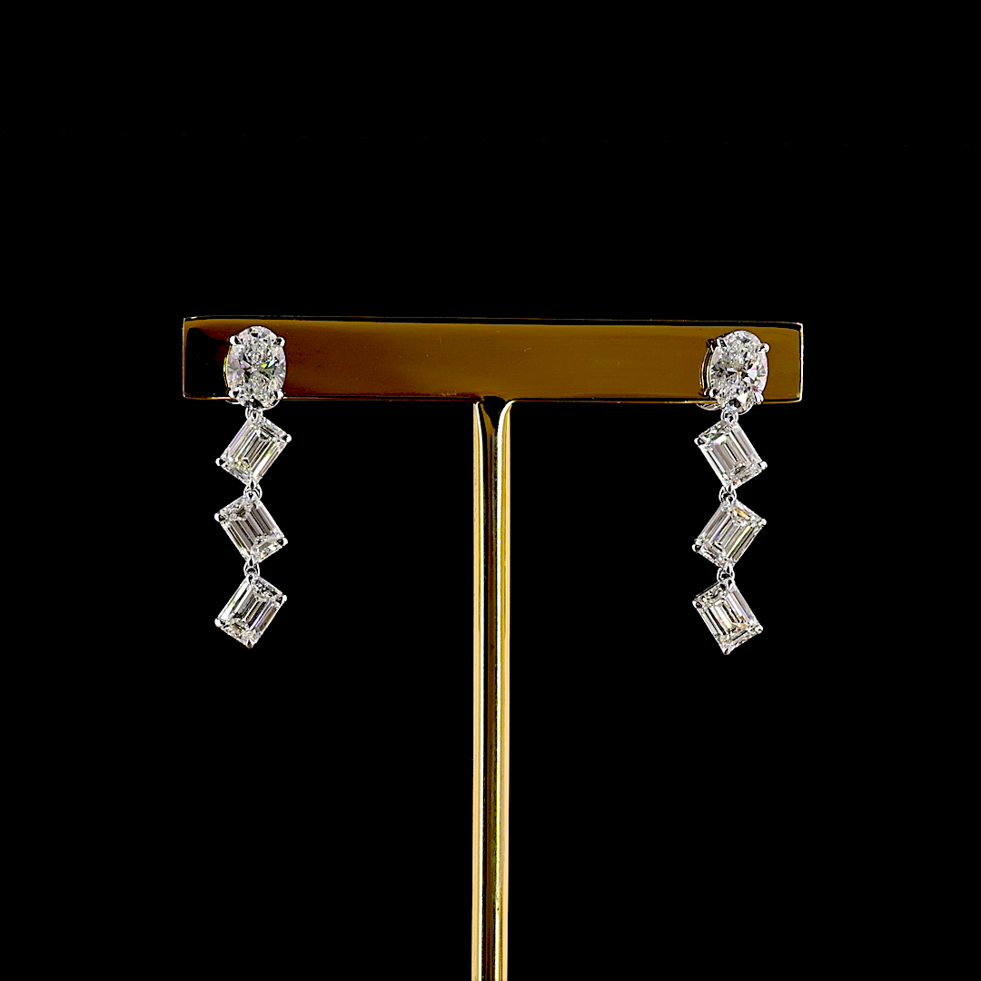 3.53 CTTW Oval Lab Grown Diamond Hanging Earring Size 50.8 (E Color and VS1 Clarity)