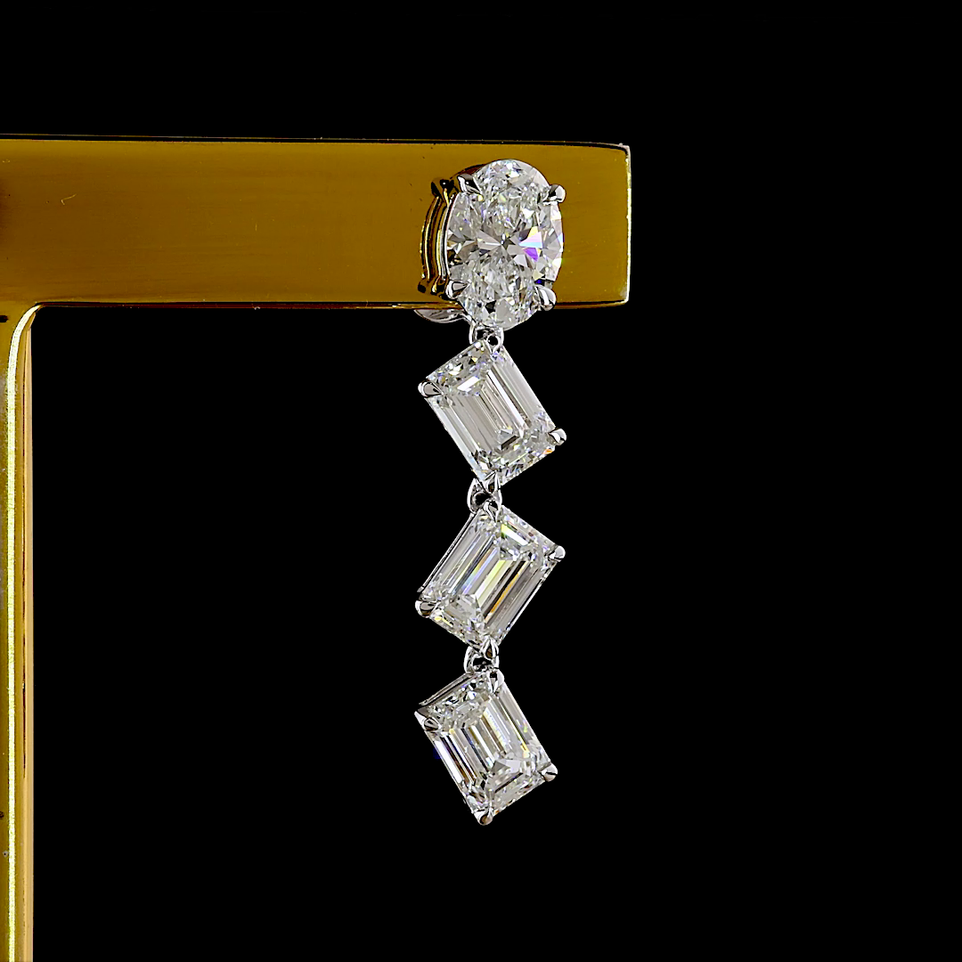 3.53 CTTW Oval Lab Grown Diamond Hanging Earring Size 50.8 (E Color and VS1 Clarity)