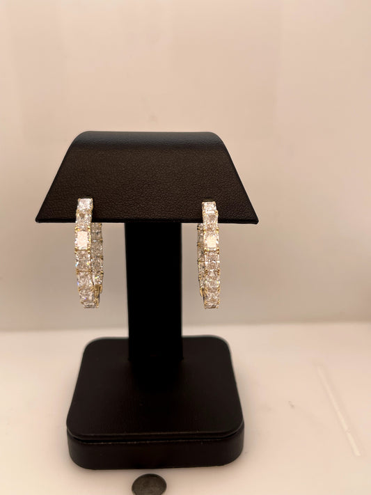 3.63 CTTW Radiant Lab Diamond Hoops Earring 14k Yellow Gold (F Color and VS2 Clarity)