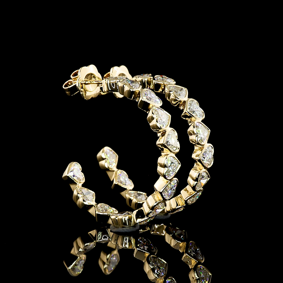 6.62 CTTW Heart Lab Grown Diamond C Hoops Earring Size 30 (G Color and VS1 Clarity)