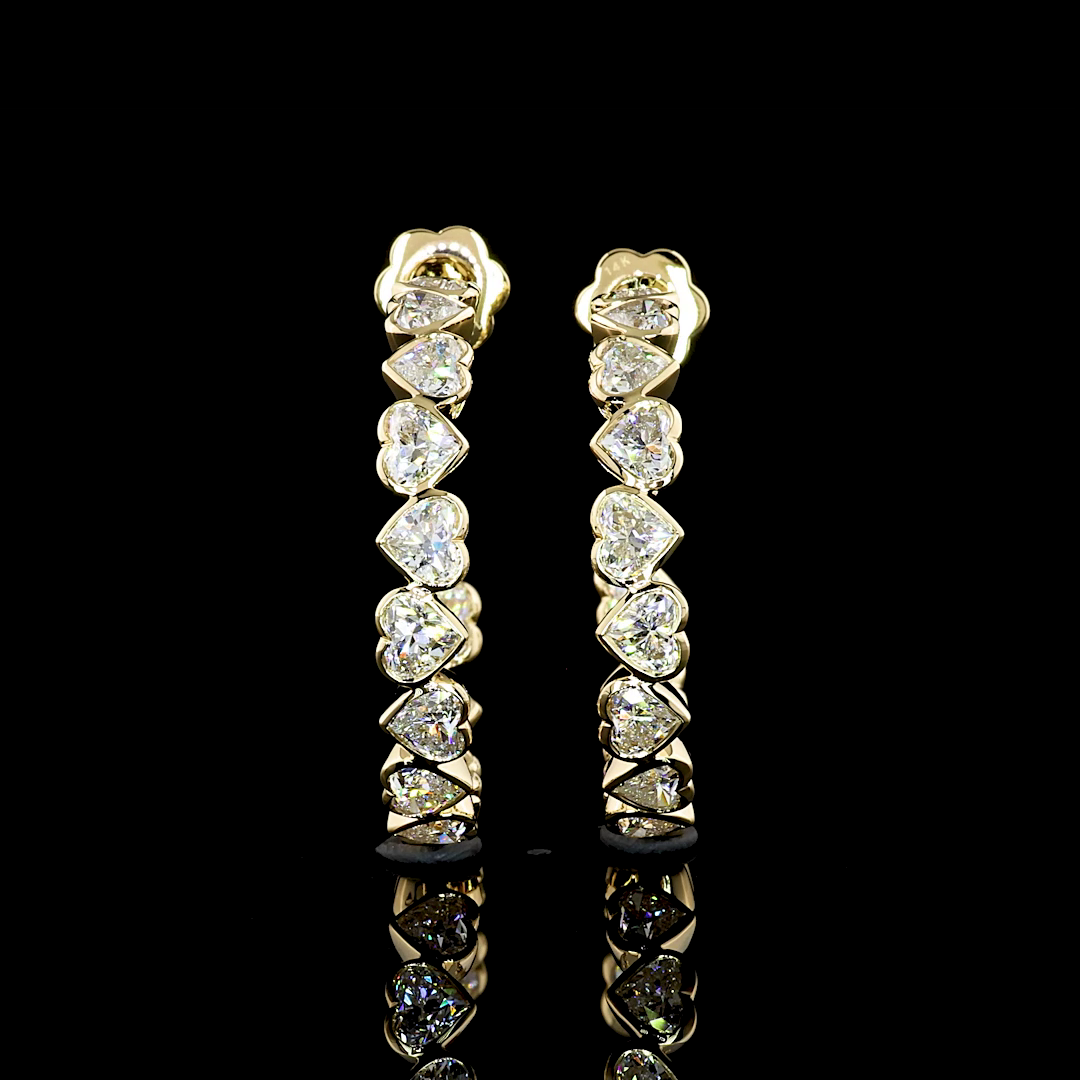 6.62 CTTW Heart Lab Grown Diamond C Hoops Earring Size 30 (G Color and VS1 Clarity)