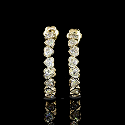 6.62 CTTW Heart Lab Grown Diamond C Hoops Earring Size 30 (G Color and VS1 Clarity)