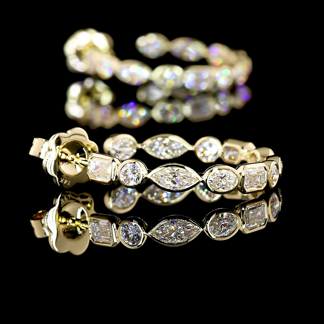 2.96 CTTW MIX Lab Diamond C Hoops Earring (D Color and VS1 Clarity)