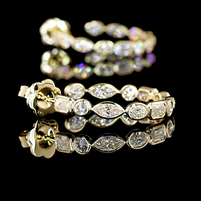2.96 CTTW MIX Lab Diamond C Hoops Earring (D Color and VS1 Clarity)