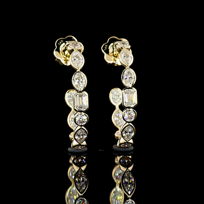 2.96 CTTW MIX Lab Diamond C Hoops Earring (D Color and VS1 Clarity)