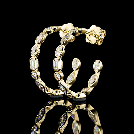 2.96 CTTW MIX Lab Diamond C Hoops Earring (D Color and VS1 Clarity)