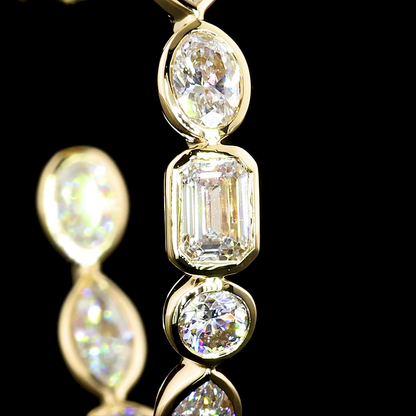 2.96 CTTW MIX Lab Diamond C Hoops Earring (D Color and VS1 Clarity)
