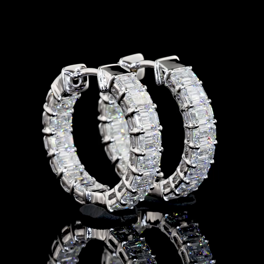 1.88 CTTW Emerald Lab Diamond Huggies Earring (F Color and VS2 Clarity)