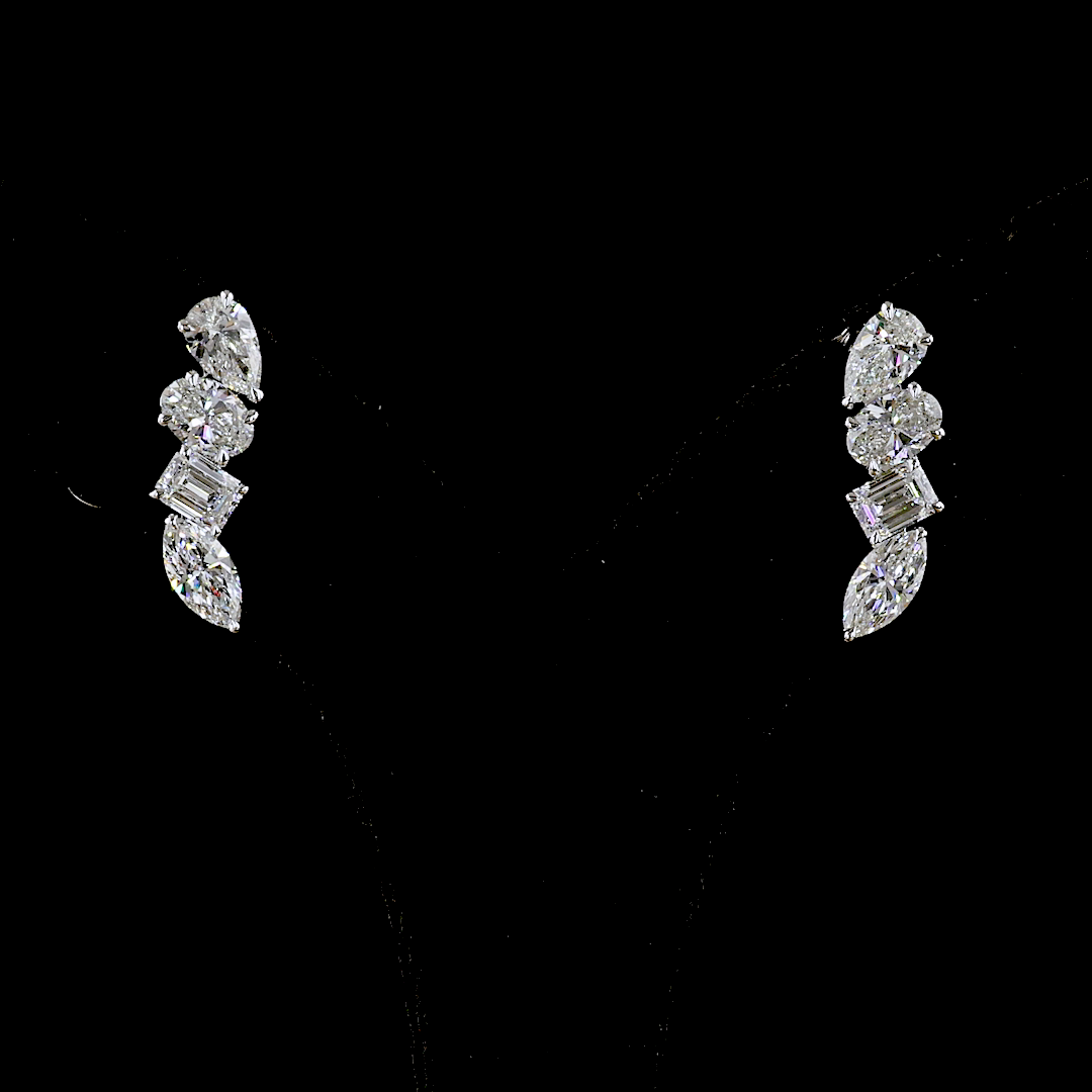 4.20 CTTW MIX Lab Grown Diamond Crawler Earring Size 20 (E Color and VS1 Clarity)