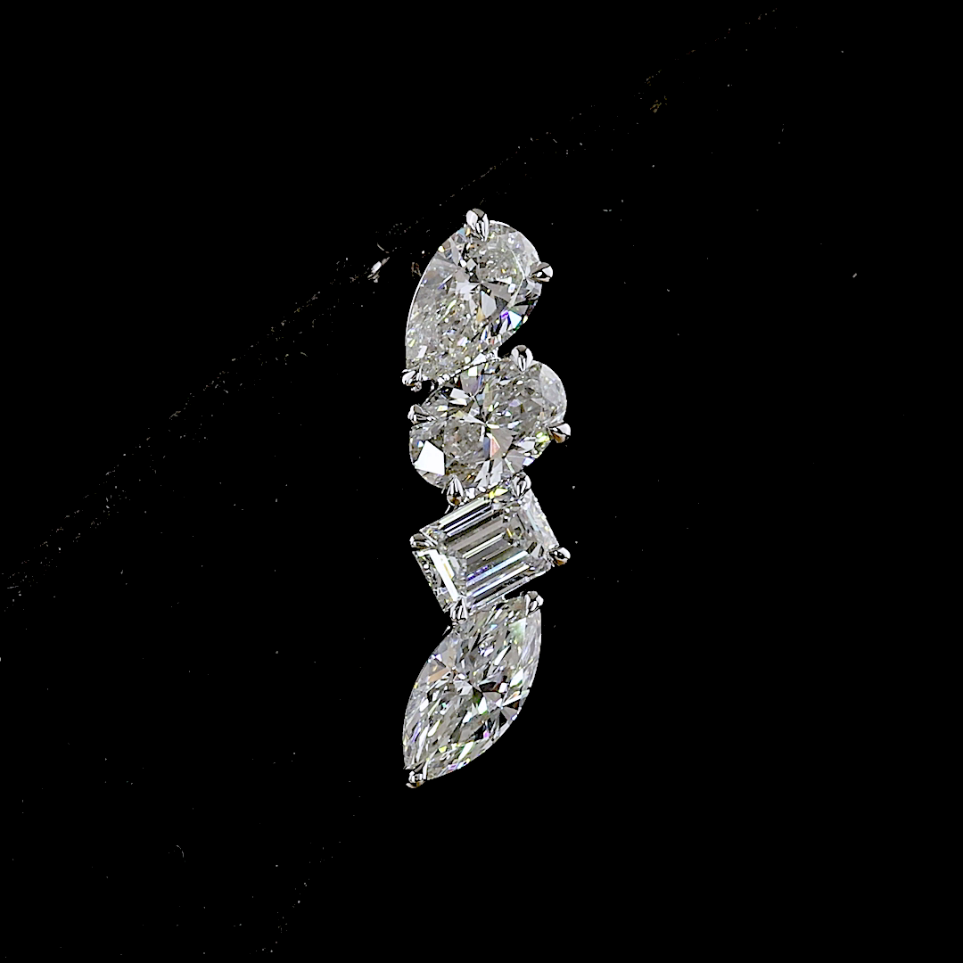 4.20 CTTW MIX Lab Grown Diamond Crawler Earring Size 20 (E Color and VS1 Clarity)