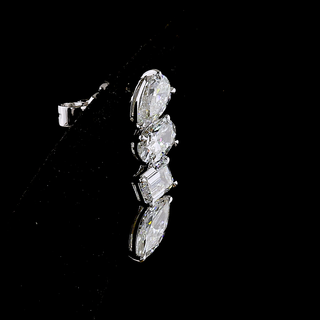 4.20 CTTW MIX Lab Grown Diamond Crawler Earring Size 20 (E Color and VS1 Clarity)