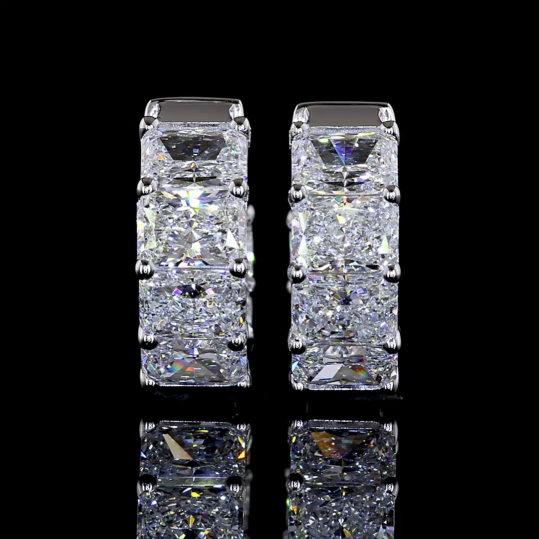 3.97 CTTW Radiant Lab Grown Diamond Huggies Earring 13.9mm (E Color and VS1 Clarity)