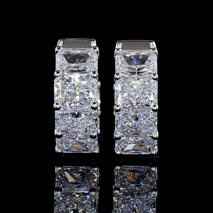 3.97 CTTW Radiant Lab Grown Diamond Huggies Earring 13.9mm (E Color and VS1 Clarity)