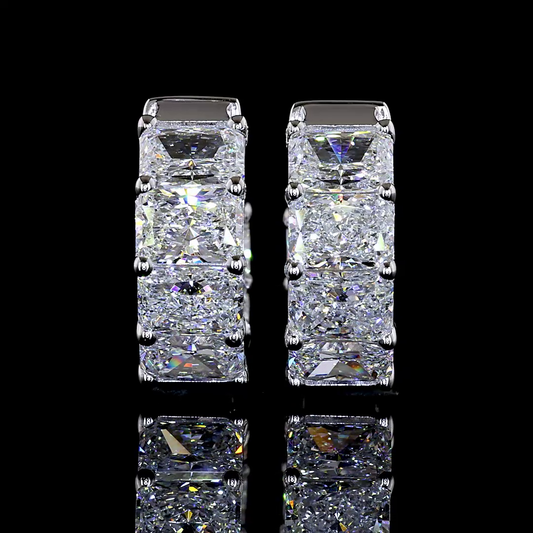 3.97 CTTW Radiant Lab Grown Diamond Huggies Earring 13.9mm (E Color and VS1 Clarity)