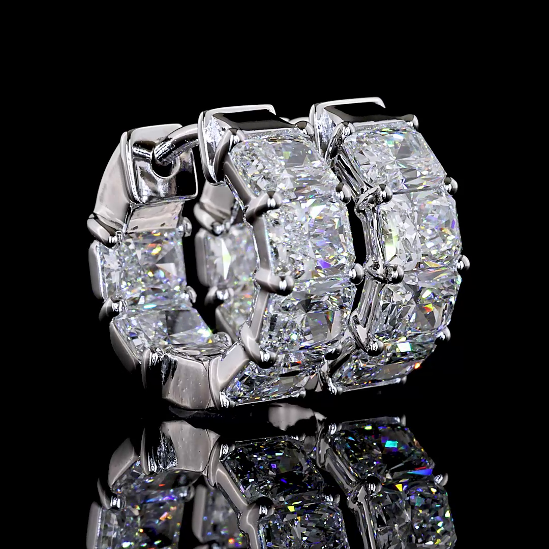 3.97 CTTW Radiant Lab Grown Diamond Huggies Earring 13.9mm (E Color and VS1 Clarity)