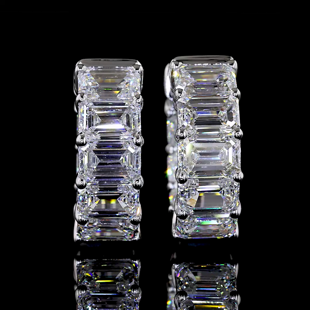5.09 CTTW Emerald Lab Grown Diamond Huggies Earring 15.21mm (F Color and VS1 Clarity)