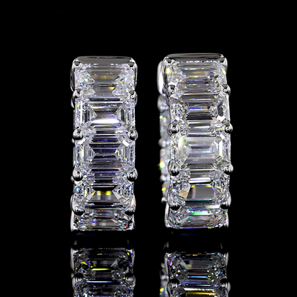 5.09 CTTW Emerald Lab Grown Diamond Huggies Earring 15.21mm (F Color and VS1 Clarity)