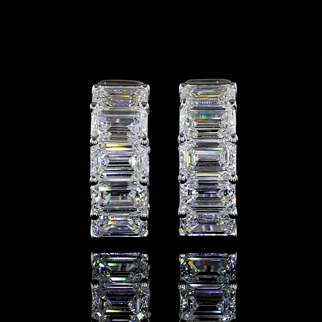 7.27 CTTW Emerald Lab Grown Diamond Huggies Earring 16.3mm (E Color and VS2 Clarity)