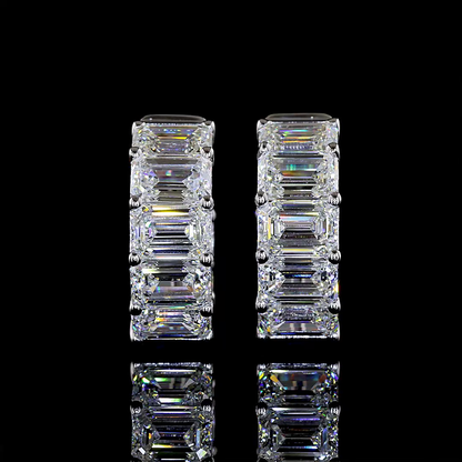 7.27 CTTW Emerald Lab Grown Diamond Huggies Earring 16.3mm (E Color and VS2 Clarity)