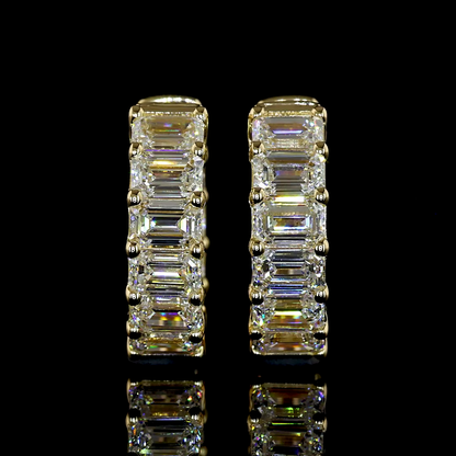 3.02 CTTW Emerald Lab Grown Diamond Huggies Earring 14.64mm (F Color and VS1 Clarity)