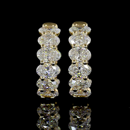 3.07 CTTW Oval Lab Grown Diamond Huggies Earring 14.64mm (E Color and VS1 Clarity)