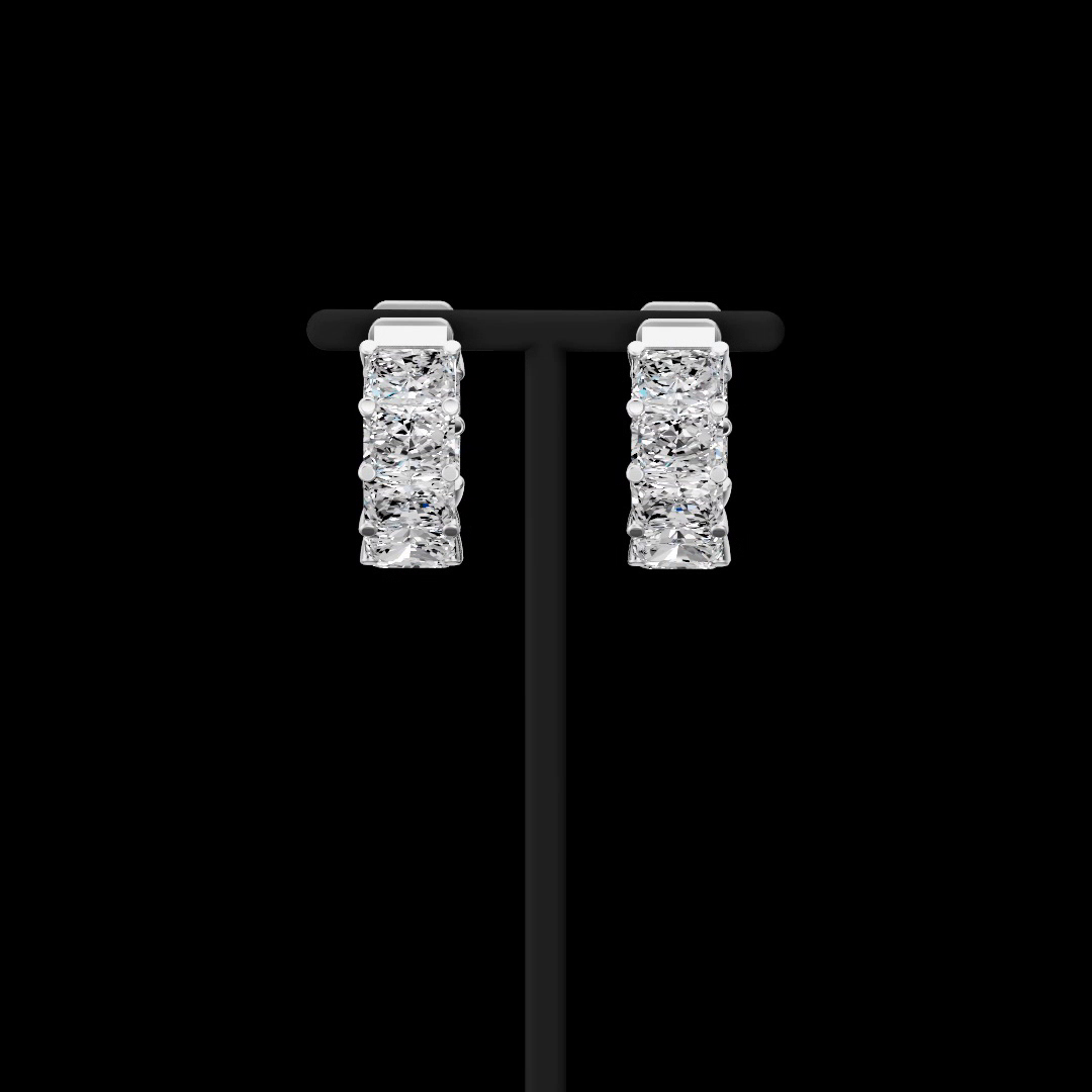 6.96 CTTW Radiant Lab Grown Diamond Huggies Earring 16.3mm (E Color and VS1 Clarity)