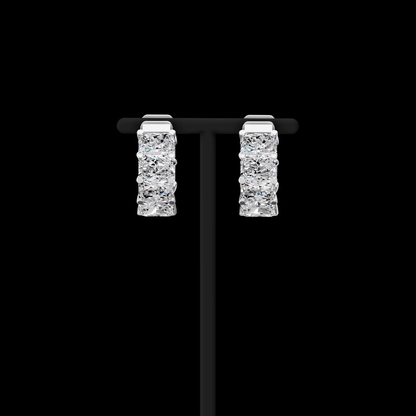 6.96 CTTW Radiant Lab Grown Diamond Huggies Earring 16.3mm (E Color and VS1 Clarity)