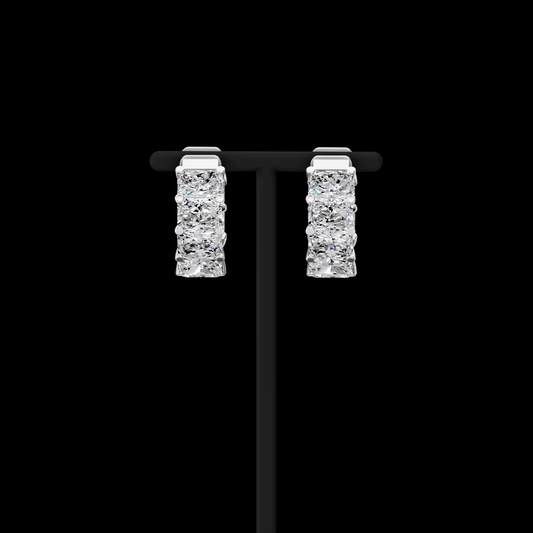 6.96 CTTW Radiant Lab Grown Diamond Huggies Earring 16.3mm (E Color and VS1 Clarity)