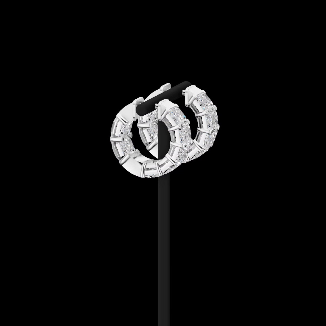 6.96 CTTW Radiant Lab Grown Diamond Huggies Earring 16.3mm (E Color and VS1 Clarity)