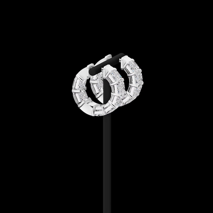 6.96 CTTW Radiant Lab Grown Diamond Huggies Earring 16.3mm (E Color and VS1 Clarity)