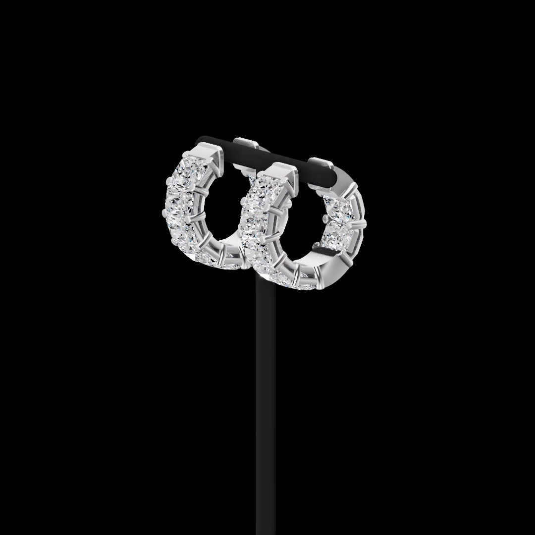 6.96 CTTW Radiant Lab Grown Diamond Huggies Earring 16.3mm (E Color and VS1 Clarity)