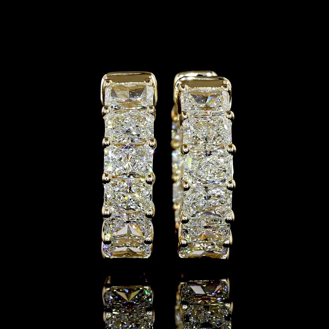 3.11 CTTW Radiant Lab Grown Diamond Huggies Earring 15.35mm (E Color and VS1 Clarity)