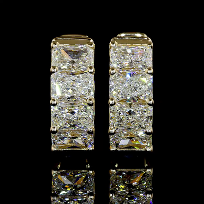 5.01 CTTW Radiant Lab Grown Diamond Huggies Earring 15.15mm (E Color and VS1 Clarity)