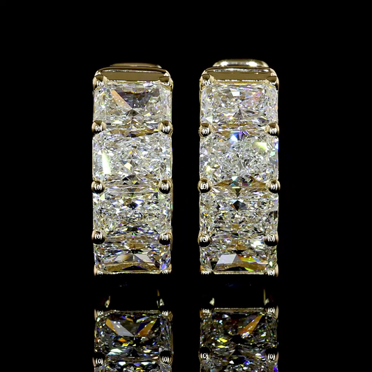 5.01 CTTW Radiant Lab Grown Diamond Huggies Earring 15.15mm (E Color and VS1 Clarity)