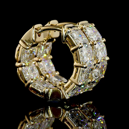 5.01 CTTW Radiant Lab Grown Diamond Huggies Earring 15.15mm (E Color and VS1 Clarity)