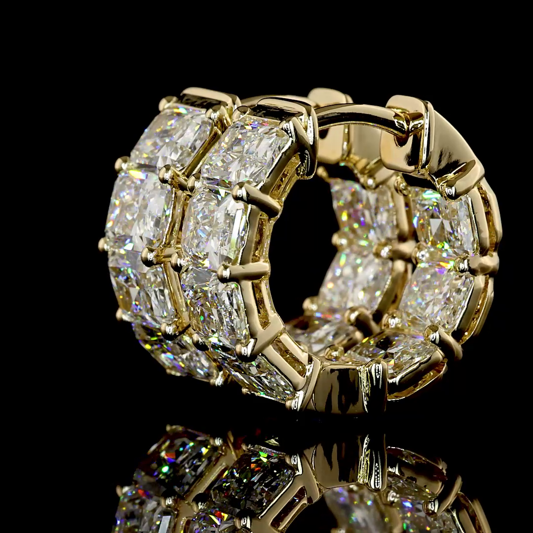 5.01 CTTW Radiant Lab Grown Diamond Huggies Earring 15.15mm (E Color and VS1 Clarity)