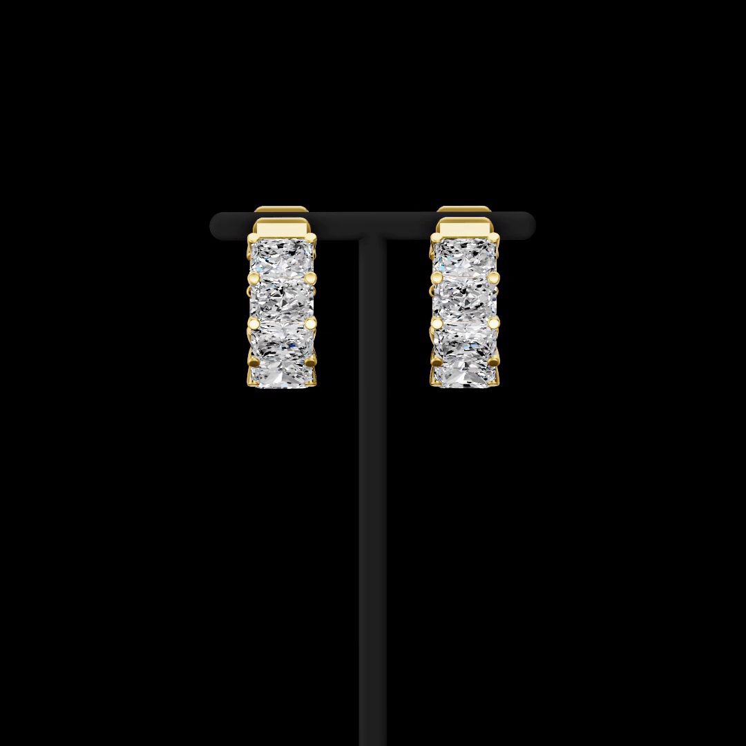 7.13 CTTW Radiant Lab Grown Diamond Huggies Earring 16.3mm (E Color and VS1 Clarity)