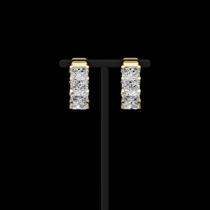 7.13 CTTW Radiant Lab Grown Diamond Huggies Earring 16.3mm (E Color and VS1 Clarity)