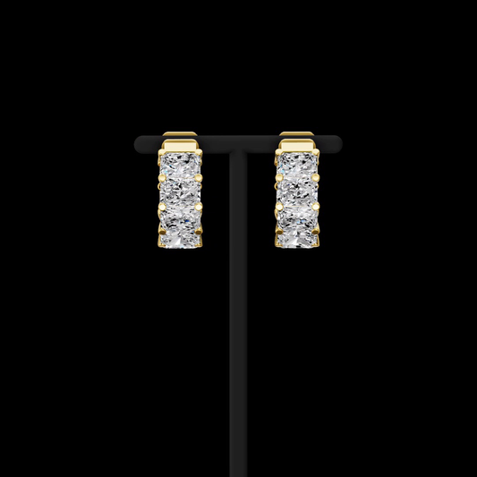7.13 CTTW Radiant Lab Grown Diamond Huggies Earring 16.3mm (E Color and VS1 Clarity)