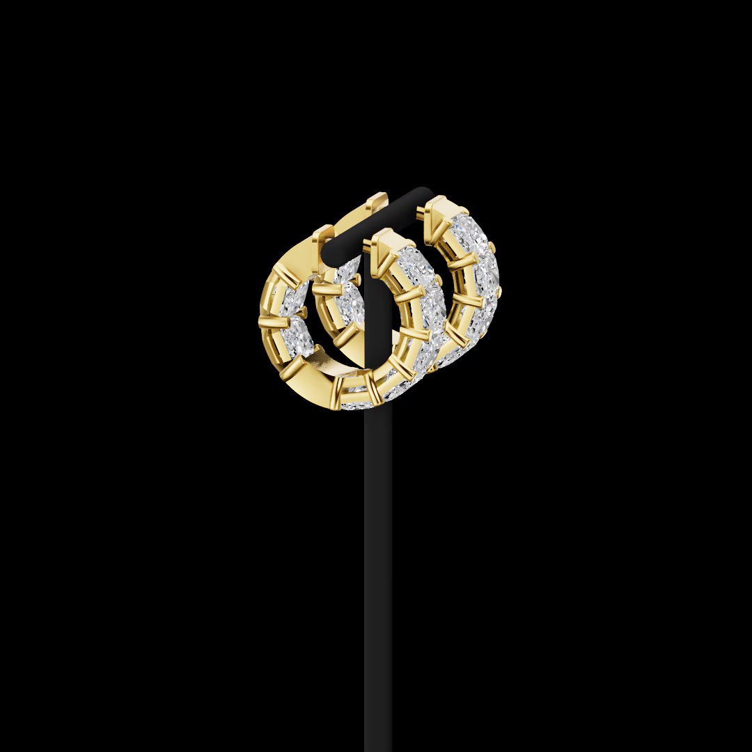 7.13 CTTW Radiant Lab Grown Diamond Huggies Earring 16.3mm (E Color and VS1 Clarity)