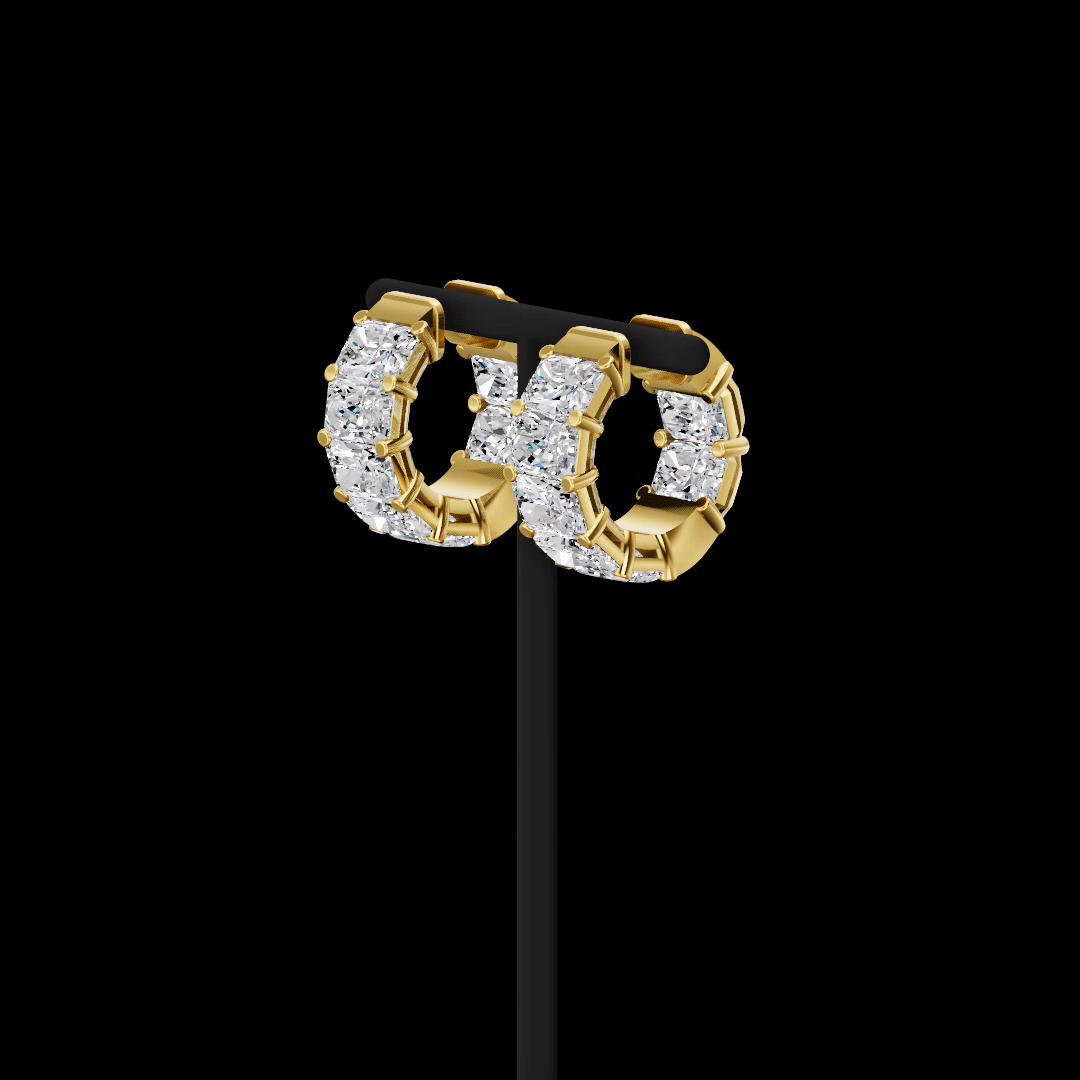 7.13 CTTW Radiant Lab Grown Diamond Huggies Earring 16.3mm (E Color and VS1 Clarity)