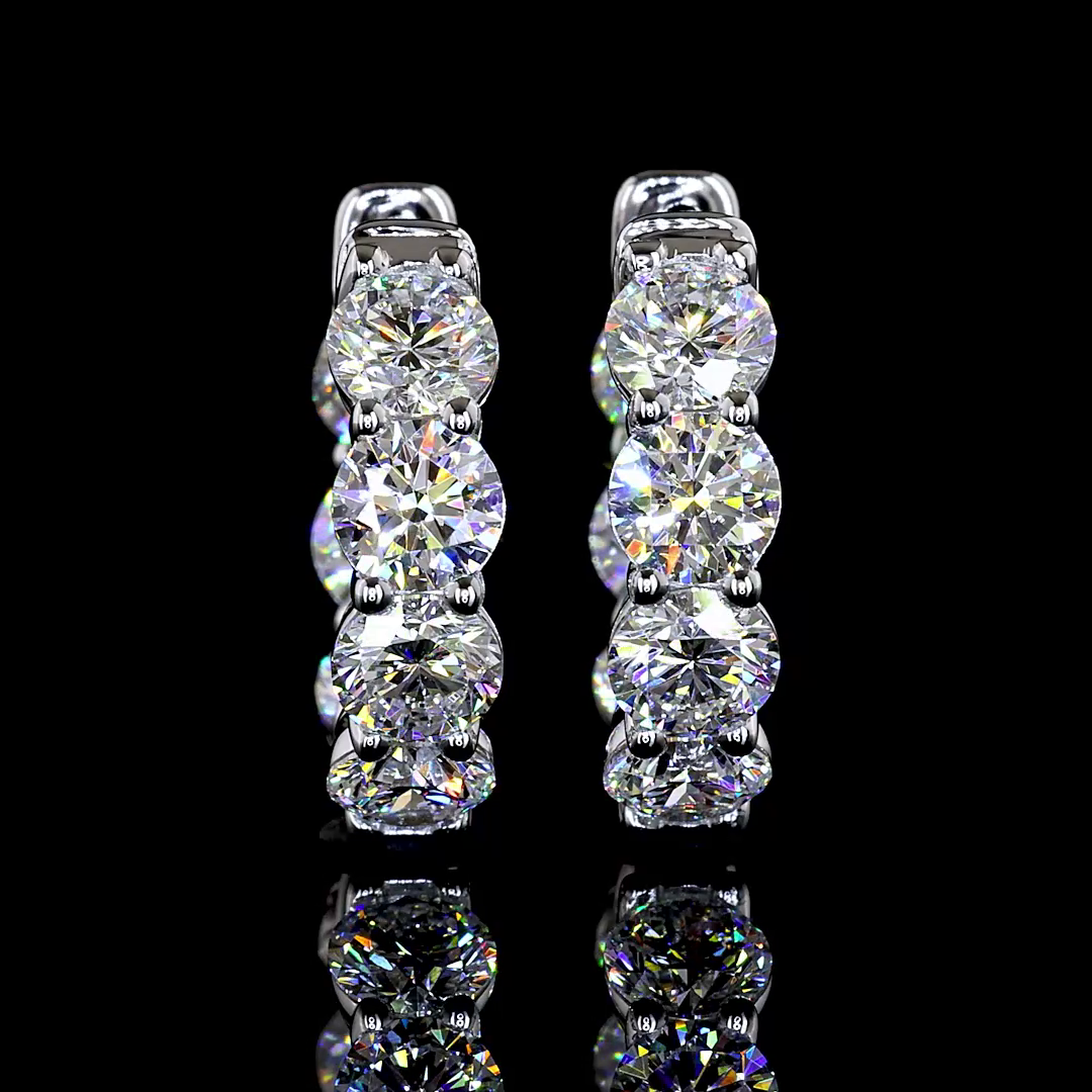 3.07 CTTW Round Lab Grown Diamond Huggies Earring 15.62mm (E Color and VS1 Clarity)