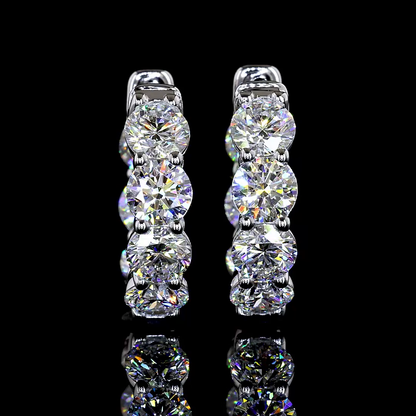 3.07 CTTW Round Lab Grown Diamond Huggies Earring 15.62mm (E Color and VS1 Clarity)